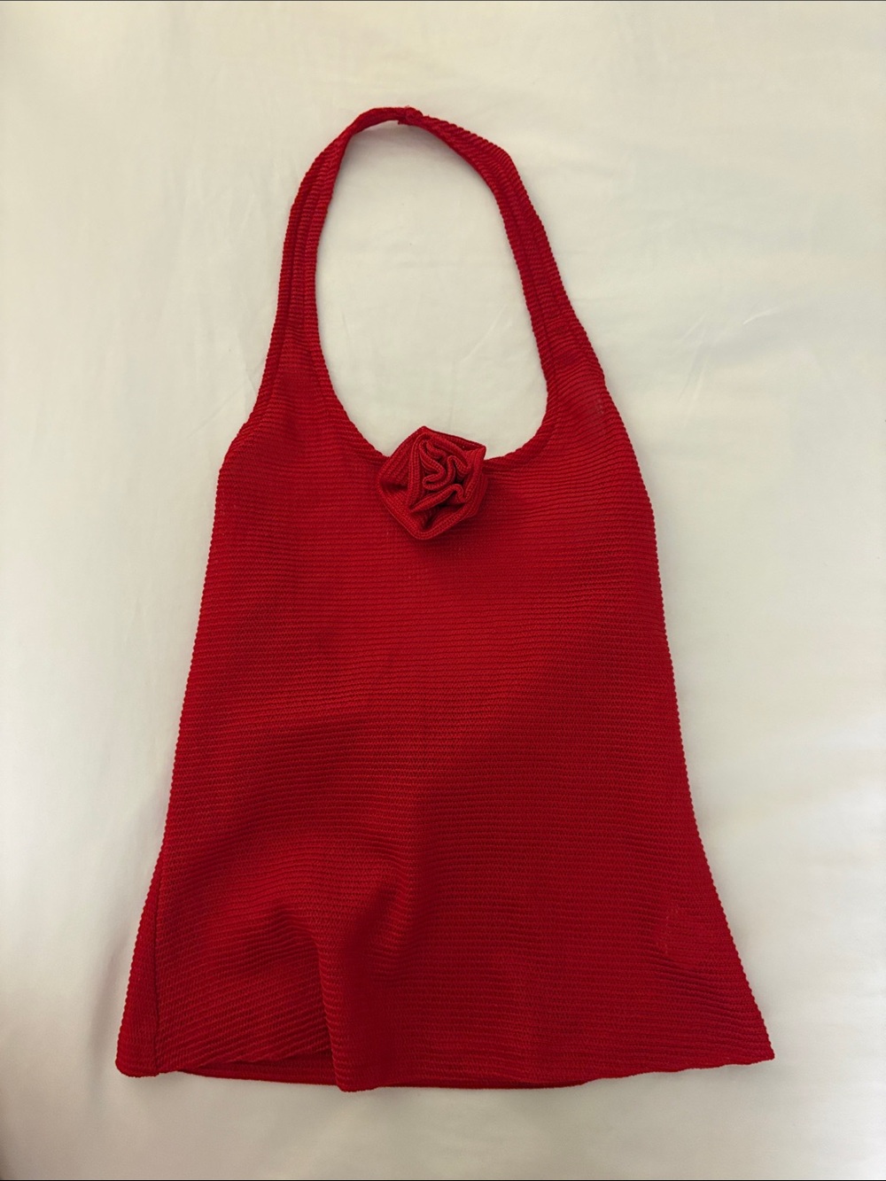NWT Lioness Sheer Red Knit Halter Top with Rosette